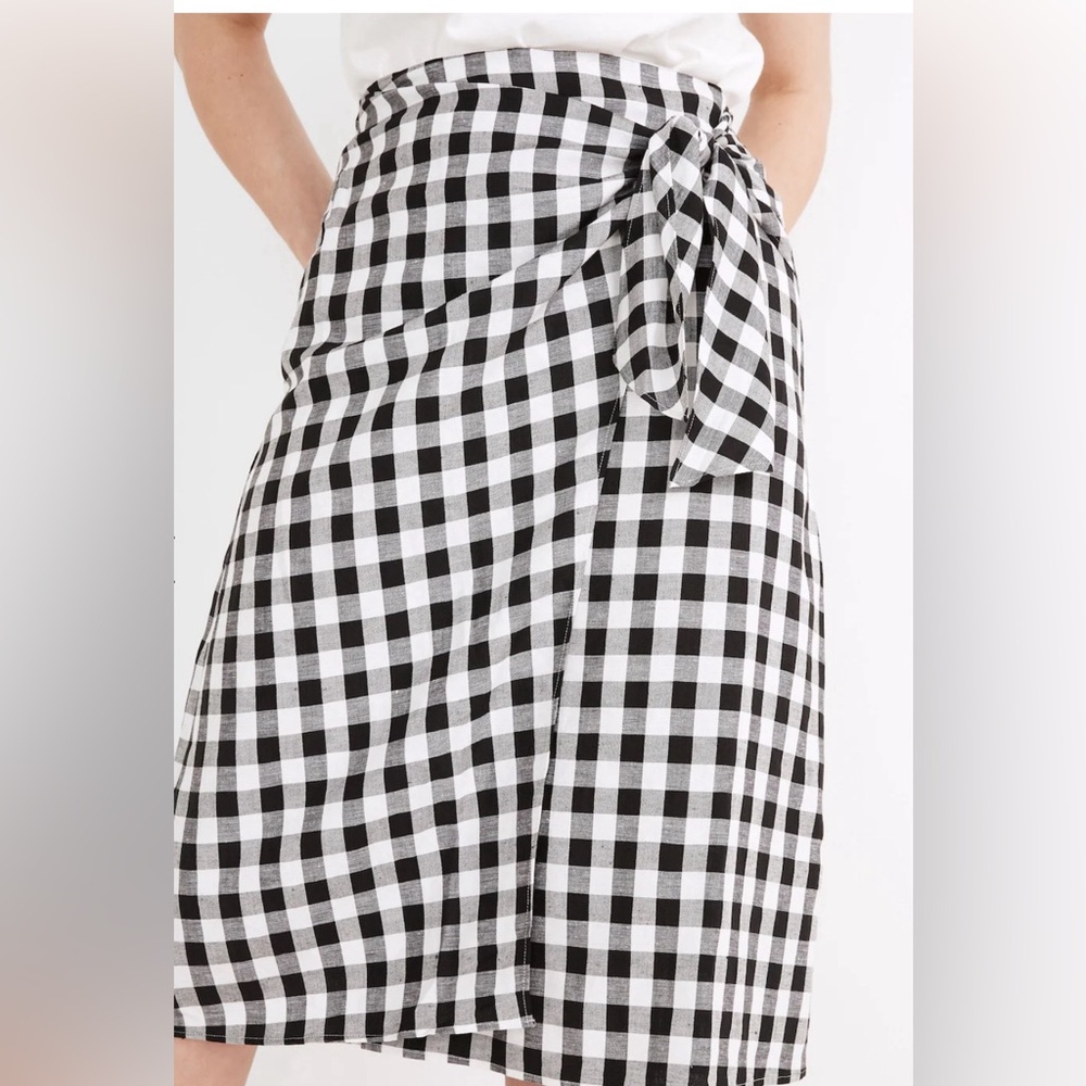Madewell Sarong Faux-Wrap Midi Skirt in Buffalo Check